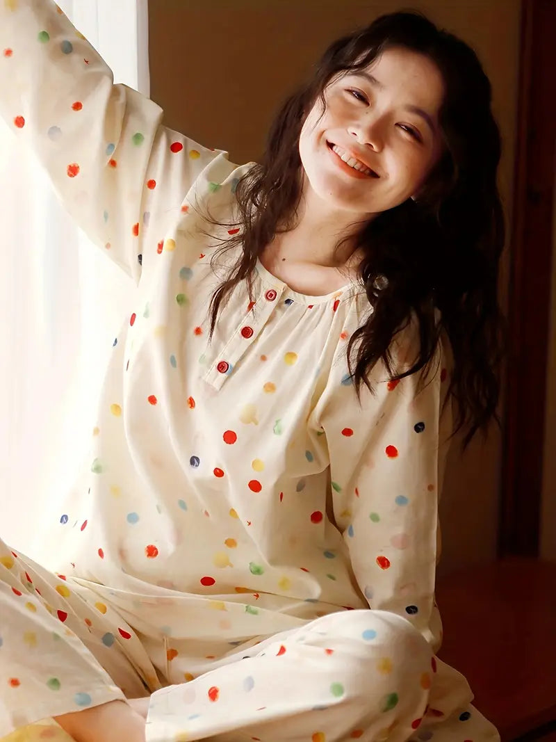 Women’s Elegant Floral Long Sleeve Pajama Set