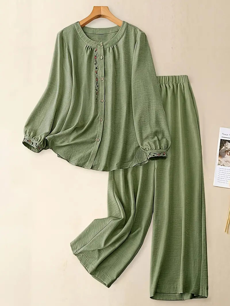 Comfort Chic: Plus-Size Shirt & Pants Set