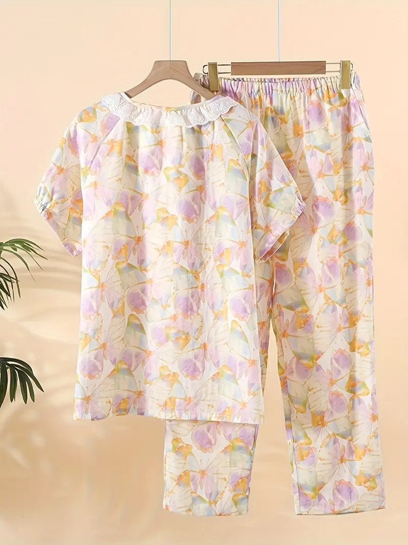 Women’s Elegant Floral Long Sleeve Pajama Set