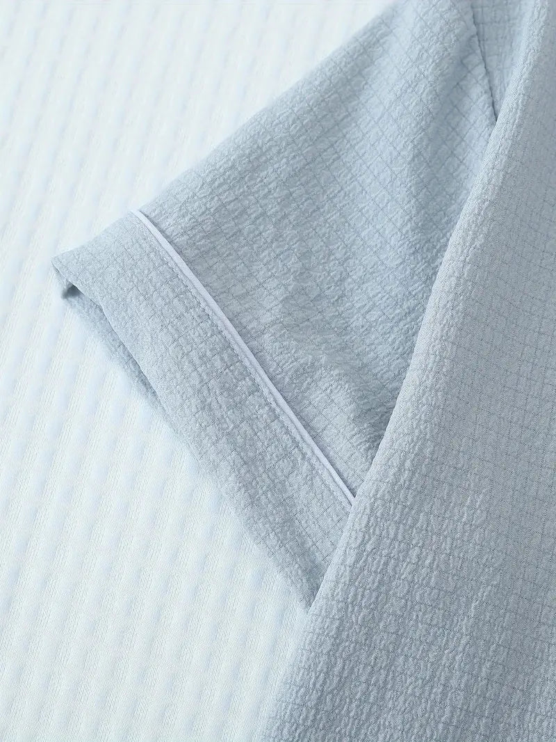 Women's Solid Color Collar Embroidery Pajama Three-Set Combination