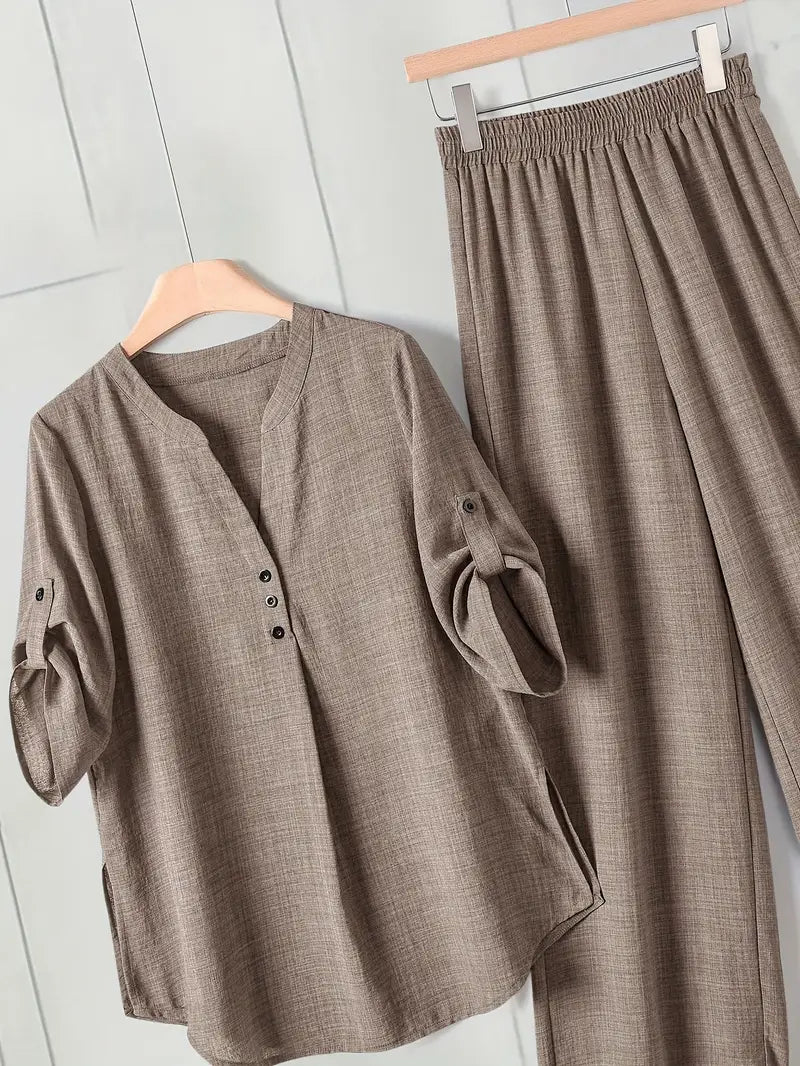 Comfort Chic: Plus-Size Shirt & Pants Set