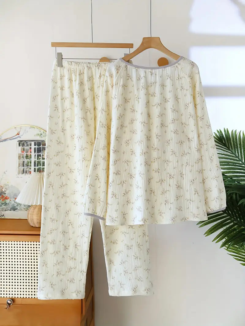 Women’s Elegant Floral Long Sleeve Pajama Set