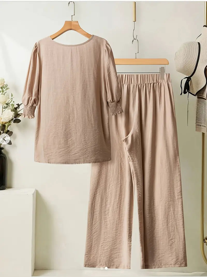 Comfort Chic: Plus-Size Shirt & Pants Set