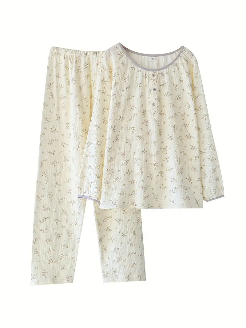 Women’s Elegant Floral Long Sleeve Pajama Set