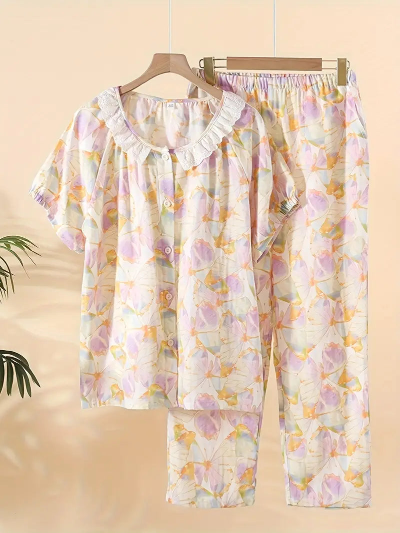 Women’s Elegant Floral Long Sleeve Pajama Set