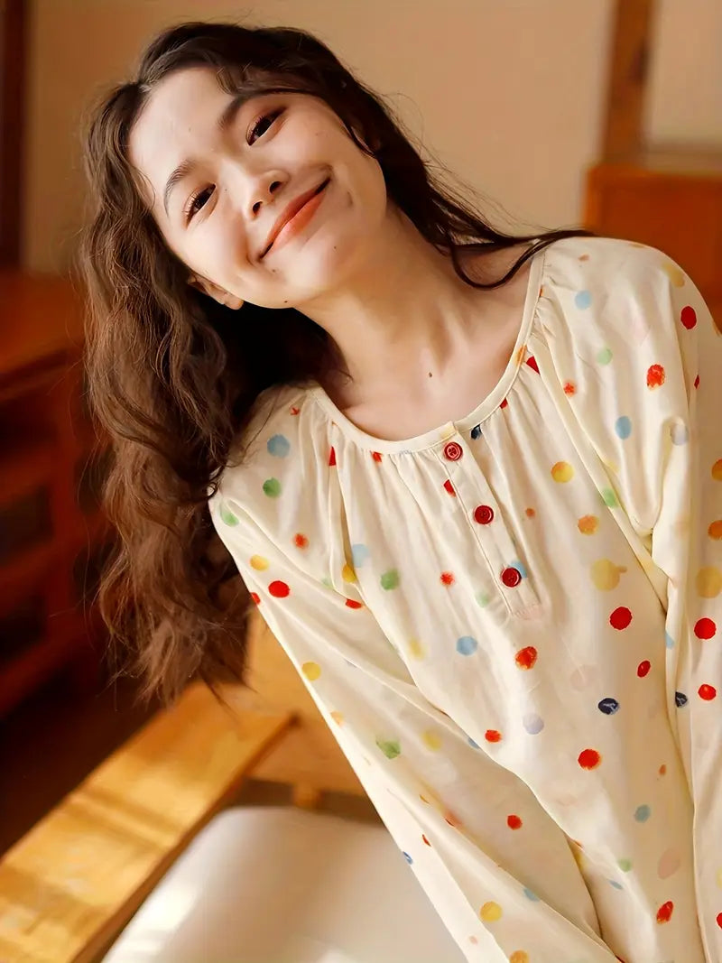 Women’s Elegant Floral Long Sleeve Pajama Set