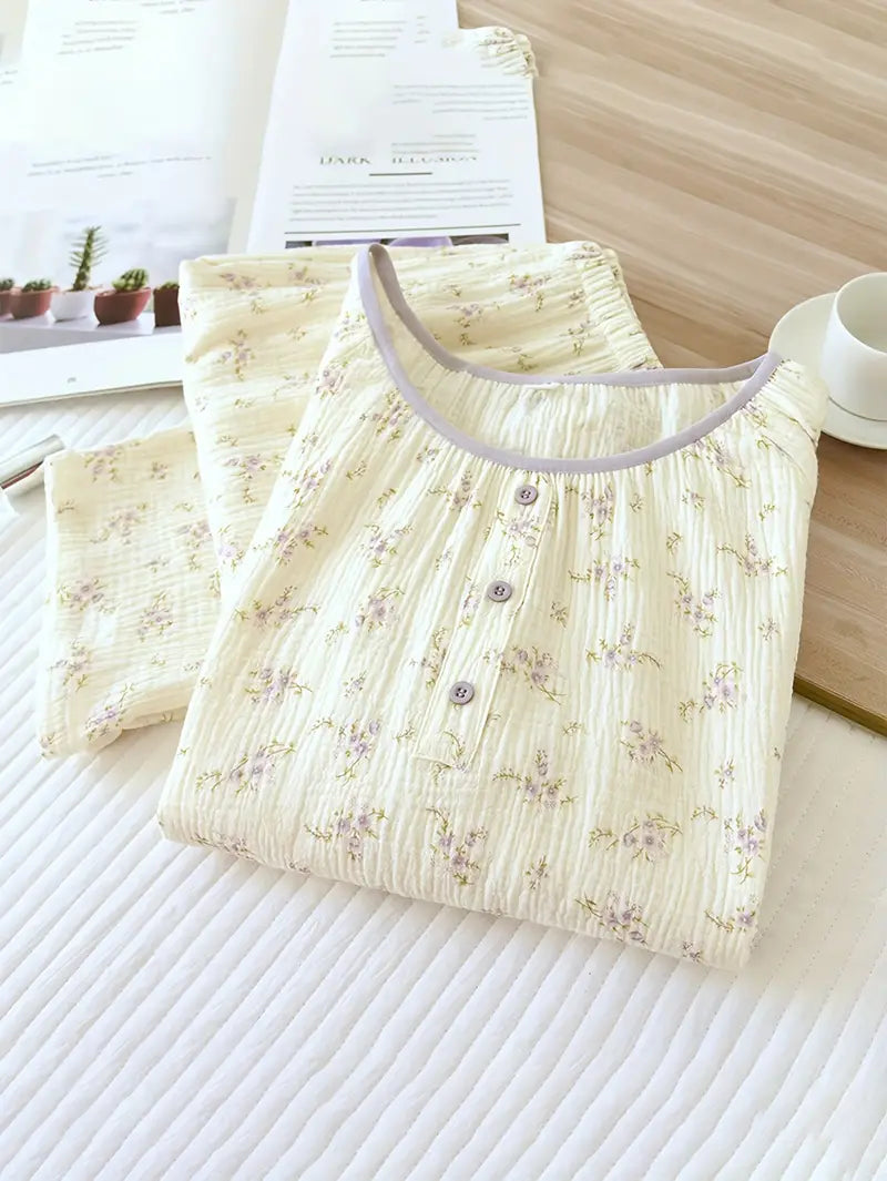 Women’s Elegant Floral Long Sleeve Pajama Set