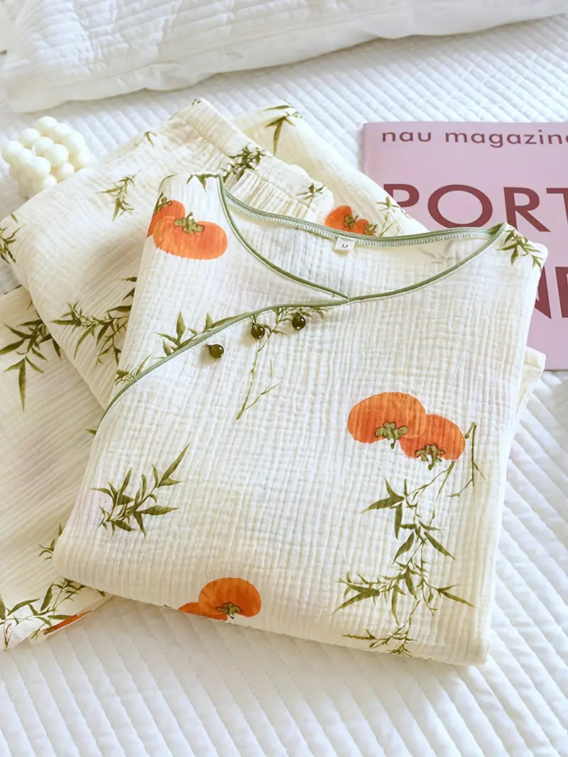 Women’s Elegant Floral Long Sleeve Pajama Set