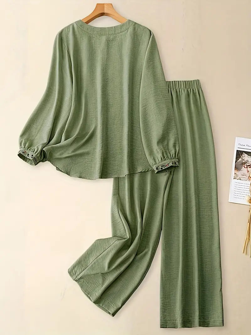 Comfort Chic: Plus-Size Shirt & Pants Set