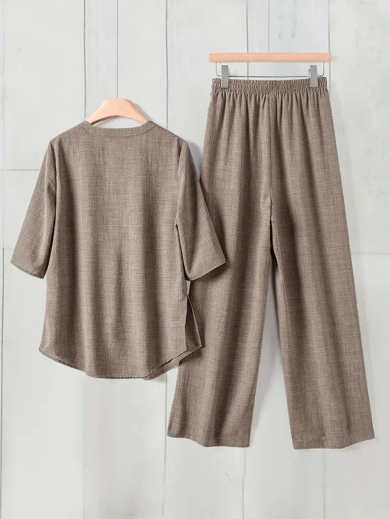 Comfort Chic: Plus-Size Shirt & Pants Set