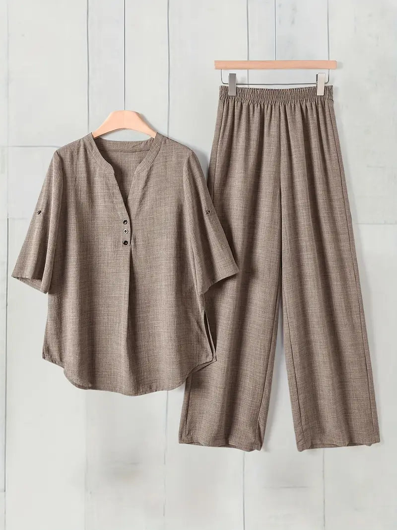 Comfort Chic: Plus-Size Shirt & Pants Set