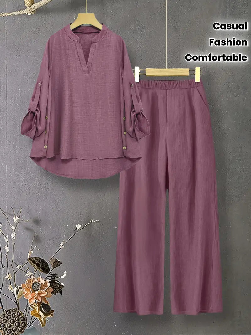 Comfort Chic: Plus-Size Shirt & Pants Set
