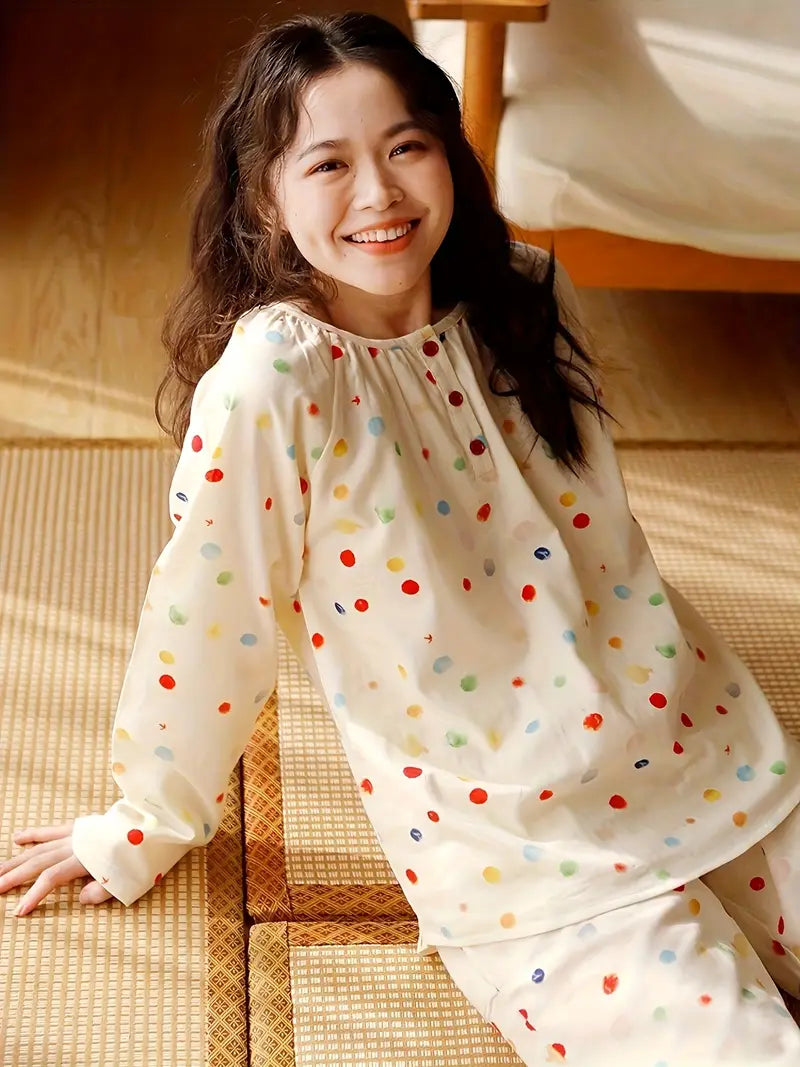 Women’s Elegant Floral Long Sleeve Pajama Set
