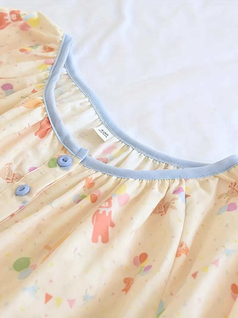 Women’s Elegant Floral Long Sleeve Pajama Set – Crew Neck