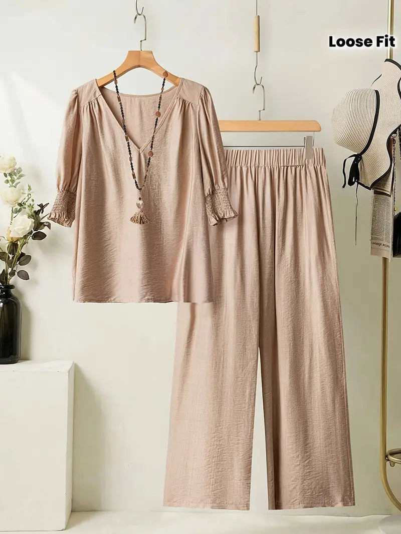 Comfort Chic: Plus-Size Shirt & Pants Set