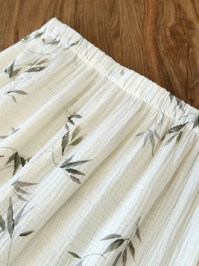 3-Piece Women’s Pajama Set – Short Sleeve Top, Shorts & Pants, Beige Heart Print, Button-Up Collar Loungewear