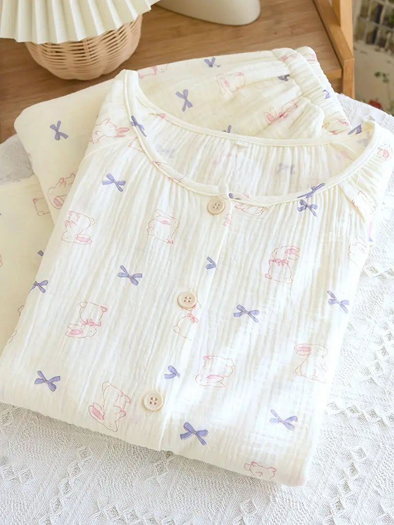 Women’s Elegant Floral Long Sleeve Pajama Set