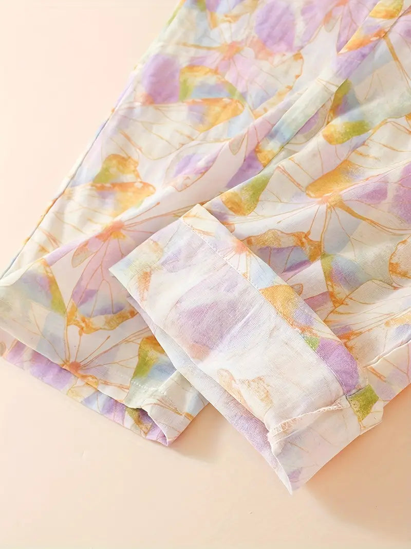 Women’s Elegant Floral Long Sleeve Pajama Set