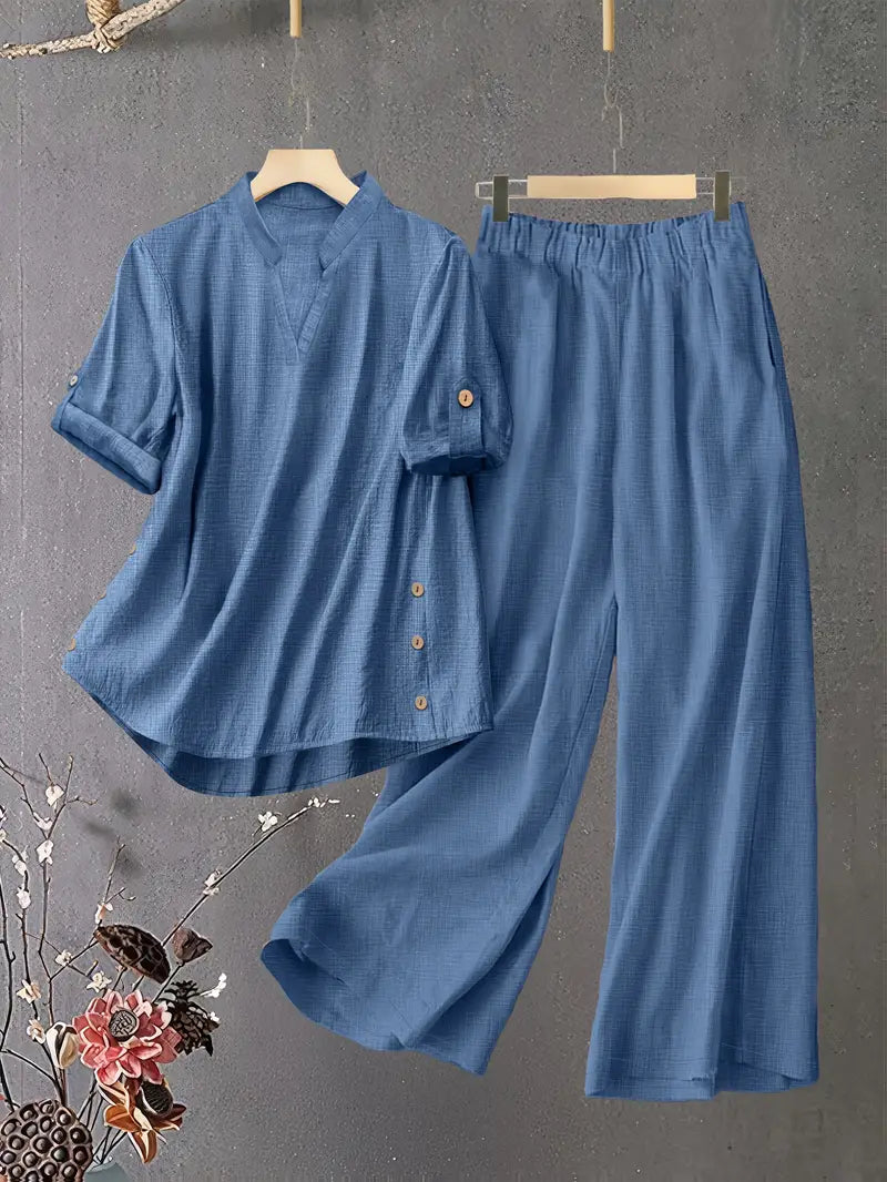 Comfort Chic: Plus-Size Shirt & Pants Set